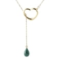 thumbnail image 2 of Galaxy Gold 14K Solid Yellow Gold 18" Open Heart Pendant Necklace with a Genuine Emerald Drop, 14"-24" Sizes, May Birthstone, Symbol of Hope, 2 of 3