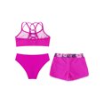 thumbnail image 4 of vastwit Girls 3 Piece Bathing Suit Summer Seaside Beachwear Rash Guard Swimsuit Bikini Tankini Set Hot Pink 8, 4 of 5