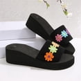 thumbnail image 4 of NexTorq Women's Flower Wedge High Heel Slide Sandals Summer Comfort Nonlip Platform Beach Sandal, Green, 7, 4 of 9