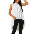 thumbnail image 1 of INSPIRAR CHIC Blusas de Chifón sin Mangas con Cuello Alto y Espalda Atada, Camiseta de Verano de Corte Alto-Bajo, M Blanca, 1 of 6