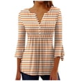 thumbnail image 2 of RXIRUCGD Blouse T-Shirt Décontractée à Rayures Mode Imprimée Col en V Manches Courtes Ample pour Femmes, Orange, Taille : m, 2 of 5