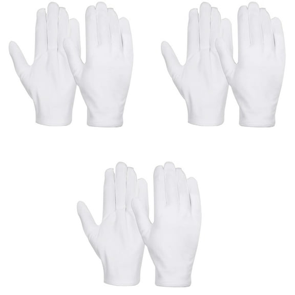 3 Pairs of White Cotton Gloves, Care Protective Gloves, Reusable Cotton Gloves, Breathable Work Gloves for Jewelry Examination, Dry Hands, Daily Work
