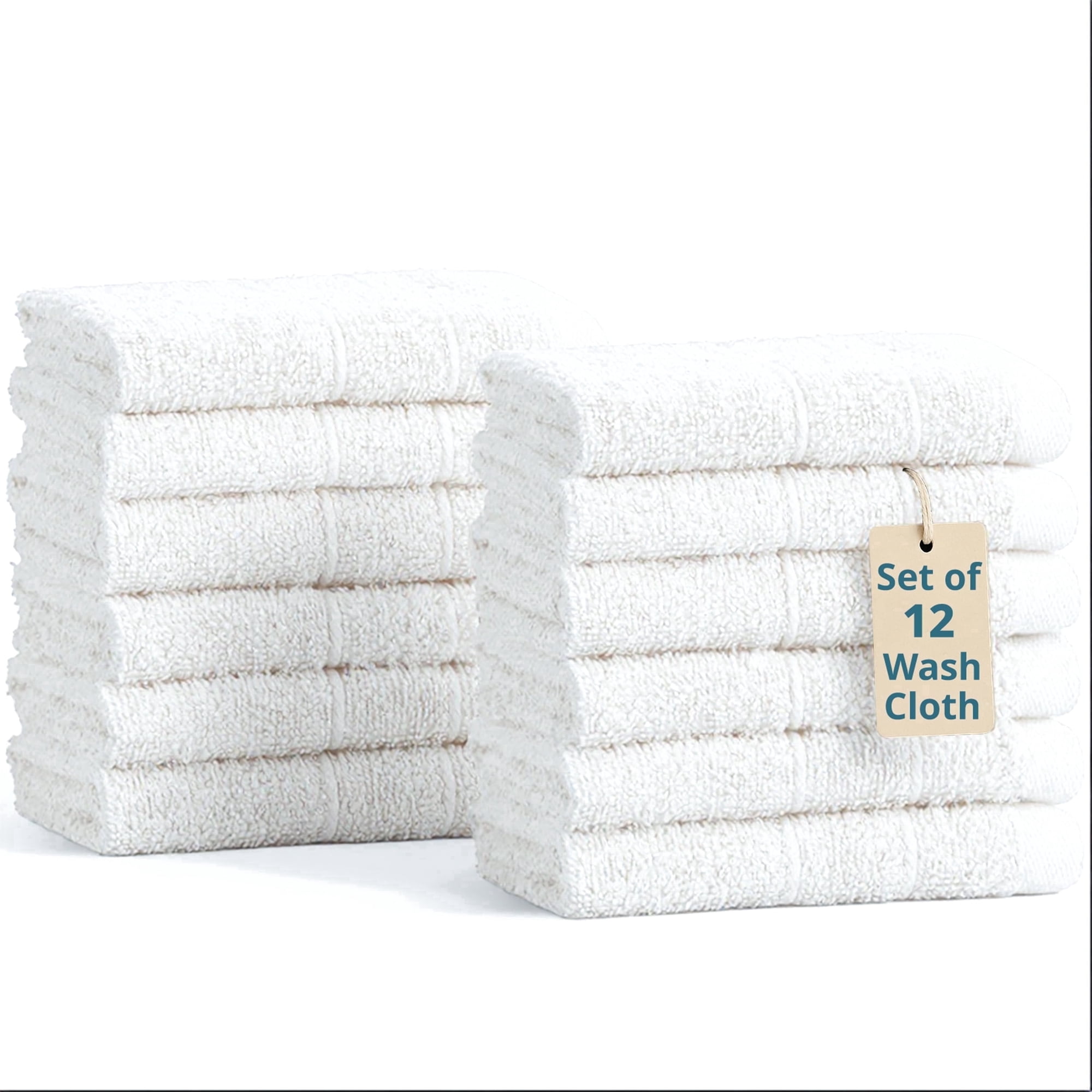 Casa Platino Washcloths 12 Pack, Luxury Cotton Bathroom Washcloths, Soft Washcloths for face 13"x13" Wash Cloths - White