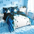 thumbnail image 2 of Homewish Princess King Bedding for Girls, Black Blue Bow King Bed in a Bag, Black Reversible, 7-Piece, 2 of 7