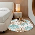 thumbnail image 3 of Green Coastal Seashells Large Round Rug 8 FT, Non Slip Living Room Area Carpet, Nautical Brown Coral Starfish Washable Soft Circle Rug Non-Shedding Floor Carpet for Bedroom Office Dining Room, 3 of 9