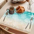 thumbnail image 3 of Teal Beige Ombre Coastal Placemats Set of 4 Nautical Beach Starfish Coral Summer Place Mats Indoor Wipeable Table Mats Washable Dining Table Placemats for Kitchen Holiday Party Home Decor 13x19 Inch, 3 of 9