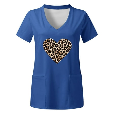 

Women Scrubs Top Cartoon Printed Easter Day Printed Short Sleeve V Neck Holiday Fun Patterned T Shirt Cute Fashion With Pocket Spring Summer Daily Nursing Uniforms Nursing Care Working Uniforms