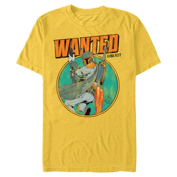 Star Wars Boba Fett Wanted Distressed Mandalorian - Short Sleeve Blended T-Shirt for Adults -Customized-Yellow