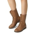 thumbnail image 7 of DREAM PAIRS Women’s Mid-Calf Combat Boots, Lace-Up Military Style Boots with Side Zipper, Faux Leather Round Toe Fall Winter Booties, 7 of 7