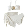 thumbnail image 6 of Staki Toddler Bathing Suit Teen Girl Swimsuit 3 Piece Bikini Bathing Suit with Beach Skirt Kids Print Spaghetti Strap Bikini Set 7-12Y(White,7-8 Years), 6 of 8
