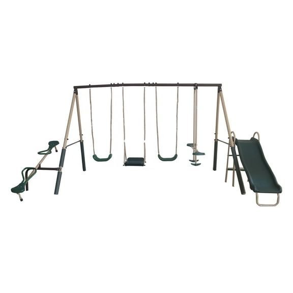 Open Box XDP Recreation Play Kids Backyard Playset Swing Set w/ Slide & See Saw