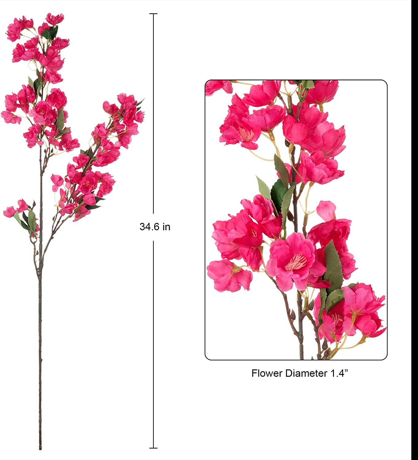 Artificial Cherry Blossom Branches, Faux Fake Plum Flowers Real Touch Boutique Bulk for Home Wedding Office Decoration, 35”Long Stems for Tall Vase (3PCS, White)