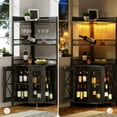 thumbnail image 6 of TEQIN Wine Bar Cabinet with Power Outlet, 5-Tiers Industrial Wine Cabinet with LED Light and Glass Holder, Corner Wine Cabinet with Open Shelf, Farmhouse Liquor Cabinet Bar,Home Bar for Coffee Bars, 6 of 9