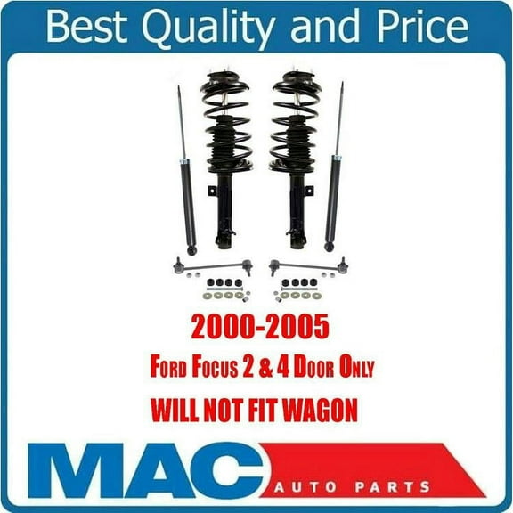 Front Complete Struts Rear Shocks & Sway Bar Links Focus 2.0L 00-05 No Wagon