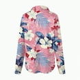 thumbnail image 5 of Towmus Women Hawaiian Shirts Casual Floral Printed Lapel Neck Button Down Long Sleeve Fall Cardigan Shirt, 5 of 5