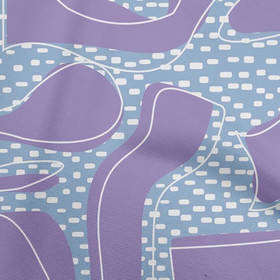 oneOone Silk Tabby Violet Fabric Geometric Random Shapes Doodle Quilting Supplies Print Sewing Fabric By The Yard 42 Inch Wide