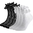 thumbnail image 1 of Women's Ankle Socks Lace Ruffle Anklet Socks Cup Lace Socks, 6 Pairs Set Gift, 1 of 4