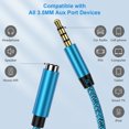 thumbnail image 4 of ABCPOW Headphone Extension Cable 6FT,3.5mm Aux Cord Male to Female Stereo Audio Extension Cable Nylon Braided Microphone Aux Adapter Headphone Extender Cable Cord 6FT for Headset iPhone Cellphone, 4 of 7