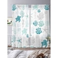 thumbnail image 2 of Nautical Coral Teal Sea Turtle Chiffon Sheer Curtains 96 Inches Long, Summer Ocean Beach Shell 2 Rod Pocket Window Treatment Voile Drapes Curtains for Living Room Bedroom,2 Panels, 52x96In, 2 of 9