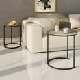 thumbnail image 4 of Nesting Coffee Table Set of 2,Modern Black Tempered Glass Side Table, Metal Frame Round End Table.Small Glass Tea Table for Living Room,Bedroom Studio Apartment Essentials，17.7IN, 4 of 9