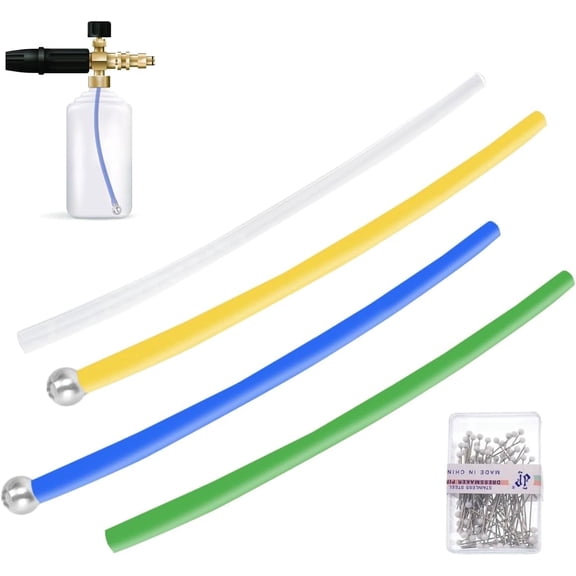 MXOYOXM 4 Pcs Cuttable Suction Tube & 2 Pcs Stainless Steel Filter Balls, Car Wash Foam Gun Adaptor Kit for High Pressure Washing Machines