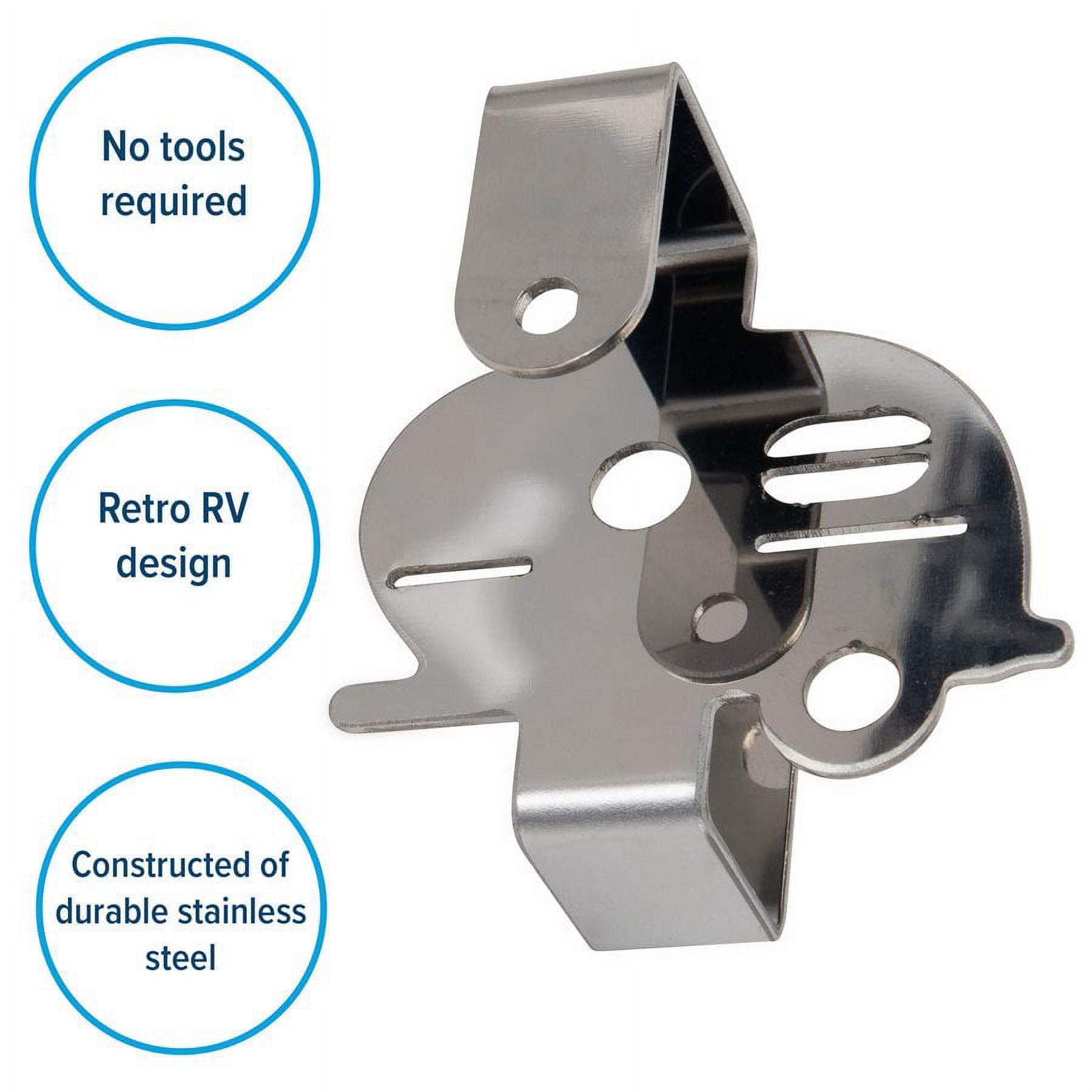 (2 pack) Camco Life is Better at the Campsite Over-the-Cabinet Hooks - Silver, 2-Pack (53382)