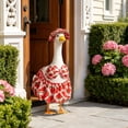 thumbnail image 4 of Porch Goose Outfit Set with Printed Sun Hat Bow Top Skirt, 23 Inch Porch Gander Statue Costume, Summer Garden Yard Decor, 4 of 6