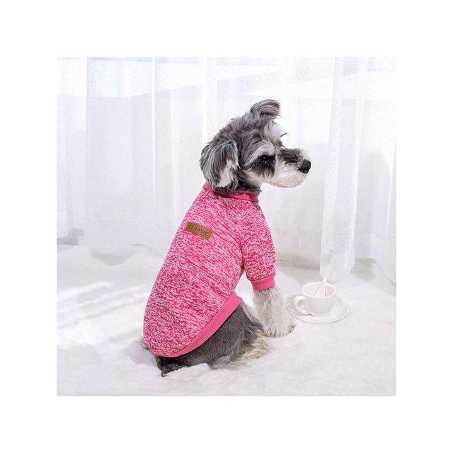 1pc Polyester Classic Solid Color Knit Sweater For Autumn And Winter, Suitable For Small And Medium-sized Pets To Keep Warm