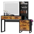 thumbnail image 6 of DEXTRUS Vanity Set with Mirror & Organizing Rack and LED Lighting  for Bedroom, Black, 6 of 10