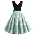 thumbnail image 4 of LWavelet Women's Sleeveless Scalloped Neck Fit-and-Flare Dress, Bunny & Easter Egg Print with Satin Bow Belt for Easter & Casual Outfits Multicolor XL, 4 of 5