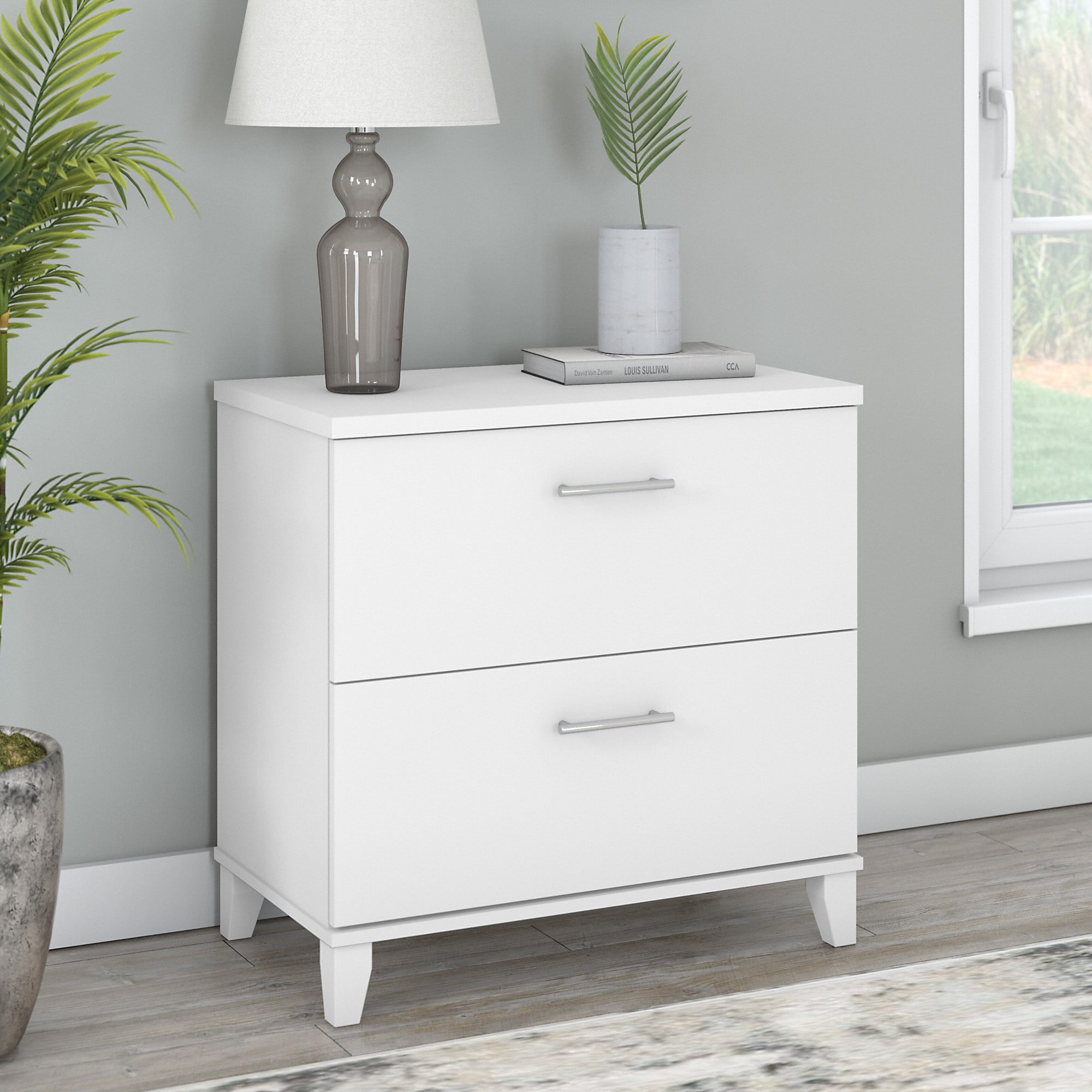 Bush Furniture Somerset Lateral File Cabinet, 2 Drawer, White