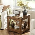 thumbnail image 6 of Homieasy 20-Inch Square Farmhouse End Table with Storage Shelf - Industrial Style for Bedroom & Living Room,Rustic Brown, 6 of 7