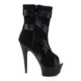 thumbnail image 3 of E-609-Struck, 6" Platform sporty stretch womens booty with Material w/contrasting Straps Black Microfiber / 5, 3 of 6