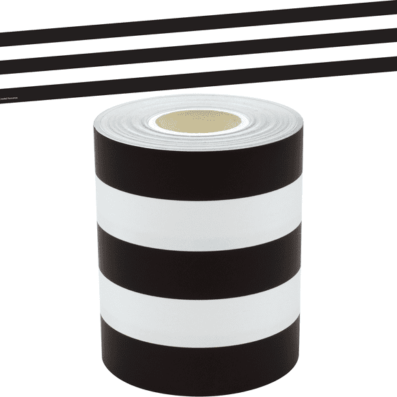 Black & White Stripes Straight Rolled Border Trim