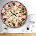 thumbnail image 2 of Designart 'Pink Flower Pattern on White' Traditional wall clock, 2 of 3