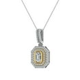 thumbnail image 3 of Emerald Cut Diamond Cut Cornered Double Halo 2 Tone Necklace 14K Gold 1.05 CTW (G,I1), 3 of 4