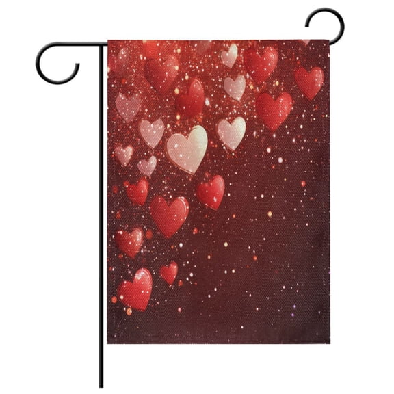 Ryvnso Valentine Red Heart Pattern Garden Flag 12x18 Inch Double Sided Seasonal Yard Decoration