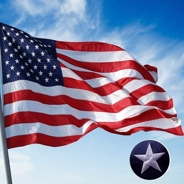 3x5 ft Premium Embroidered American Flag USA US Flag Sewn Stars Stripes Brass Grommets Durable Oxford 210d Nylon Indoor or Outdoor Use
