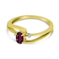 thumbnail image 3 of 10k Yellow Gold Oval Rhodolite Garnet And Diamond Wave Ring, 3 of 6