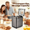 thumbnail image 2 of Rosewill 25-in-1 Automatic Bread Maker Machine with 3 Loaf Size up to 2LB, 700W High Power Dual Heater Bread Maker with BPA-free Nonstick Coating Pan, Max 15 Hours Delay Timer, Low Noise - Gray, 2 of 6