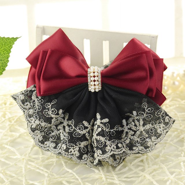 Trabajos profesionales con flores para el cabello Accesorios para el cabello Red para el cabello de encaje de hilo negro Banco de correos Red para enfermeras de azafata de correos Bolsillo para