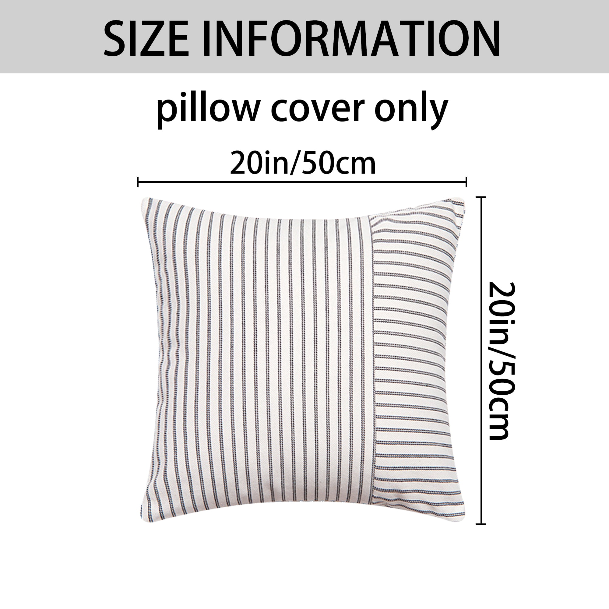 Unique Bargains 4 Pcs Boho Striped Throw Pillow Covers Black/Grey 20" x 20"