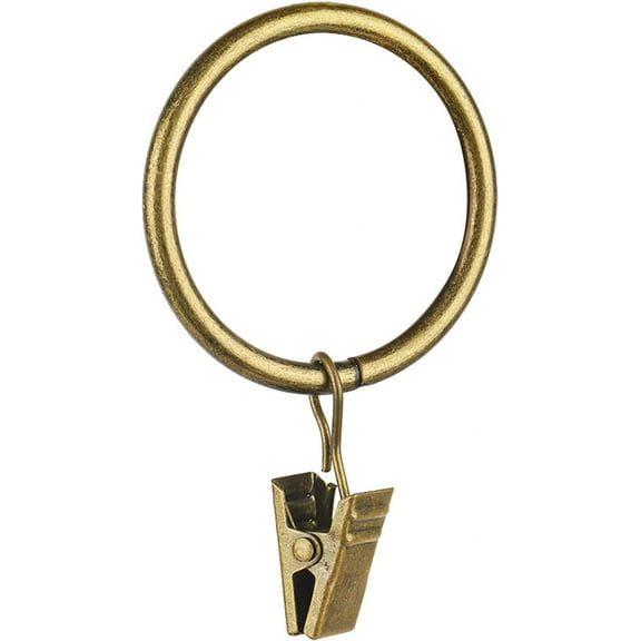 Curtain Rings - 14 PCS 1.5-Inch Clip Rings for Curtain Panels, This Drapery Curtain Clip Rings Also Apply for Drapery Rod (Antique Brass)