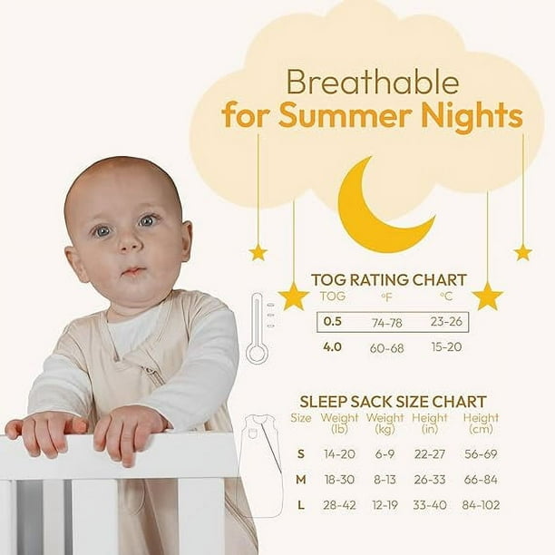 Sleepah Baby Super Soft Rayon Made from Bamboo Sleep Sack Sleeping Bag 0.5 TOG for Babies and Toddlers for Warmer Summer Walmart