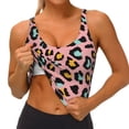 thumbnail image 4 of Fotbe Leopard Pattern Womens' Sports Bra Longline Wirefree Padded with Medium Support Sports Moisture-Wicking Workou Vest,Tank Top-Large, 4 of 9