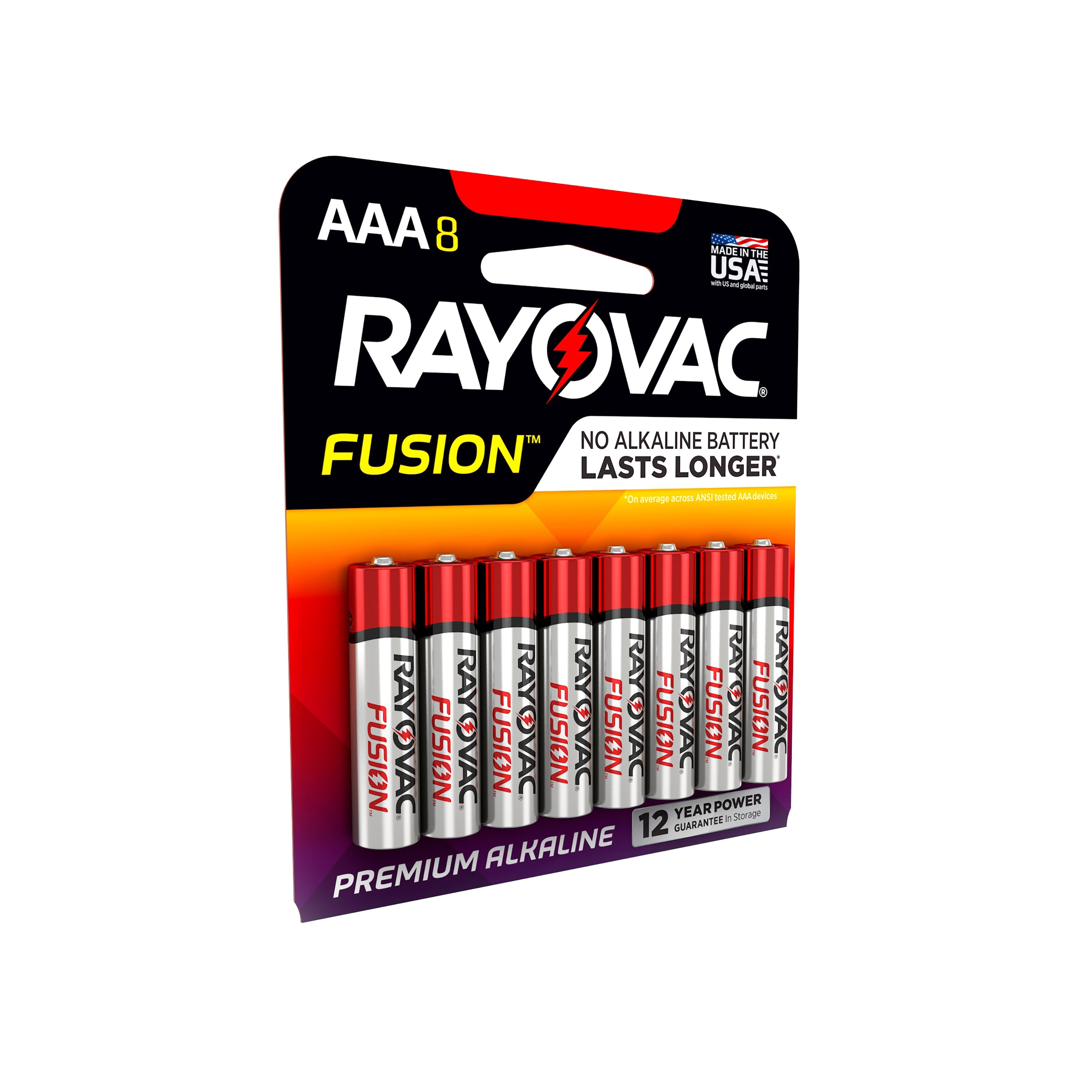 Rayovac Fusion Premium Alkaline, AAA Batteries, 8 Count