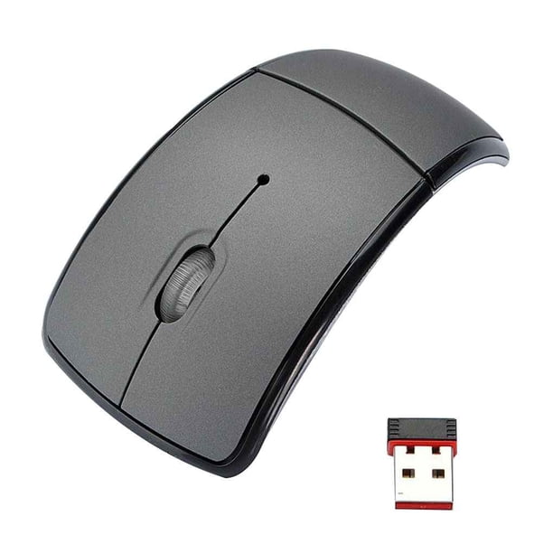 Injueey Ratón plegable inalámbrico 2,4G, ratones inalámbricos, receptores plegables USB, juegos, ordenador, portátil, accesorio Juegos de teclado y mouse para computadora gris