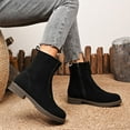 thumbnail image 5 of Viluyesy Womens Suede Mid Calf Boots, Front Zipper Thicken Heels Round Toe Fall Winter Trendy Moto Boots Black US9, 5 of 9