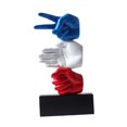 thumbnail image 2 of Estatua de piedra, papel o tijera de resina, adorno de mesa de 35,5 cm de alto, hecha a mano, color azul Base negra, 2 of 9