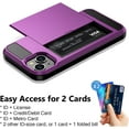 thumbnail image 4 of for iPhone 14 Case Wallet Credit Card Holder ID Slot Sliding Door Hidden Pocket Men Women Anti-Scratch Dual Layer Hybrid Bumper Armor Protective Shell Back Cover for iPhone 14 6.1" Purple, 4 of 14